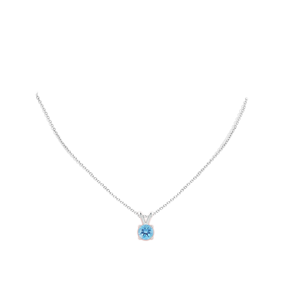 8mm A V-Bale Round Swiss Blue Topaz Solitaire Pendant in P950 Platinum pen