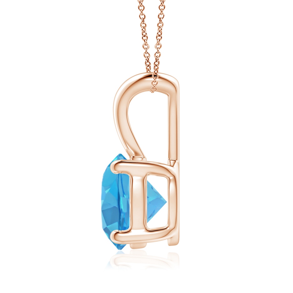 8mm AA V-Bale Round Swiss Blue Topaz Solitaire Pendant in 18K Rose Gold side 199