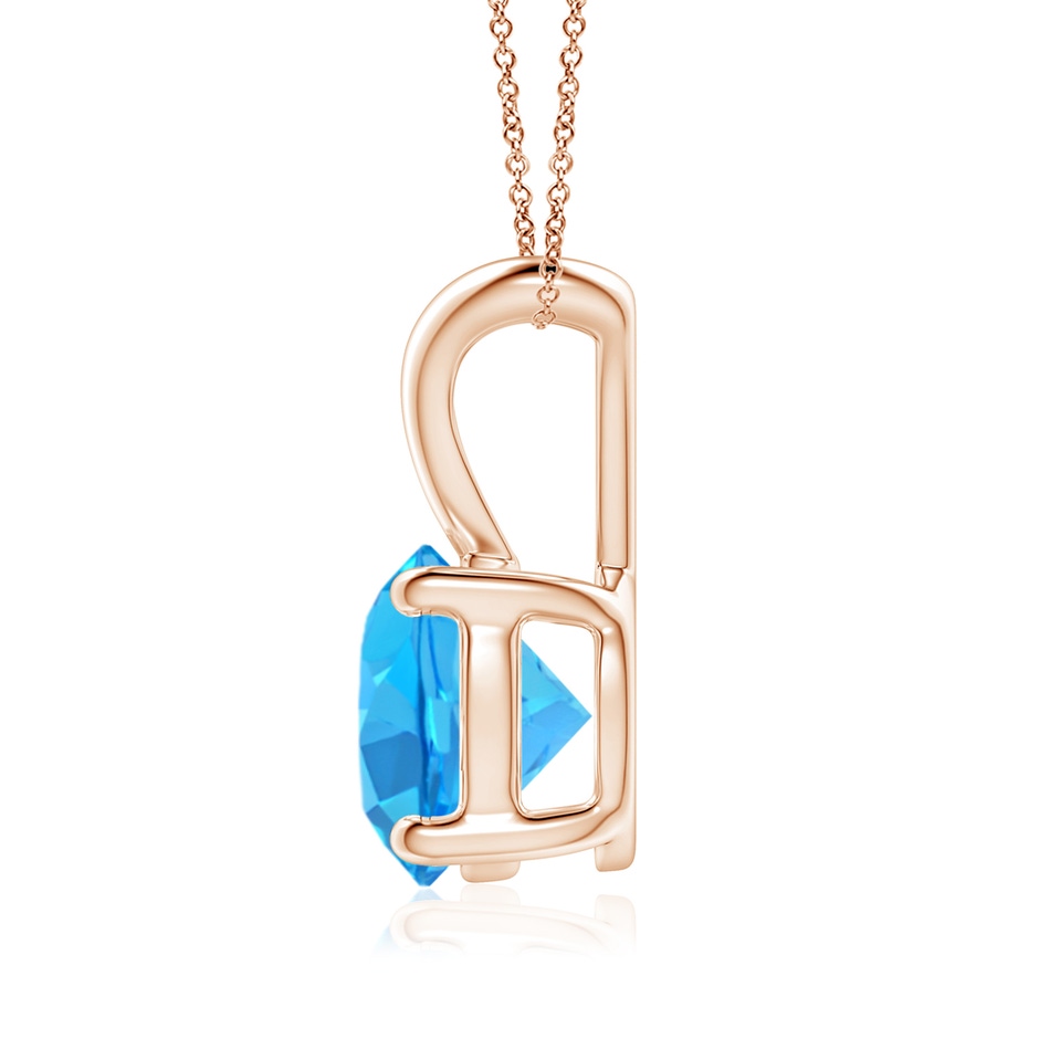 8mm AAA V-Bale Round Swiss Blue Topaz Solitaire Pendant in 18K Rose Gold side 199