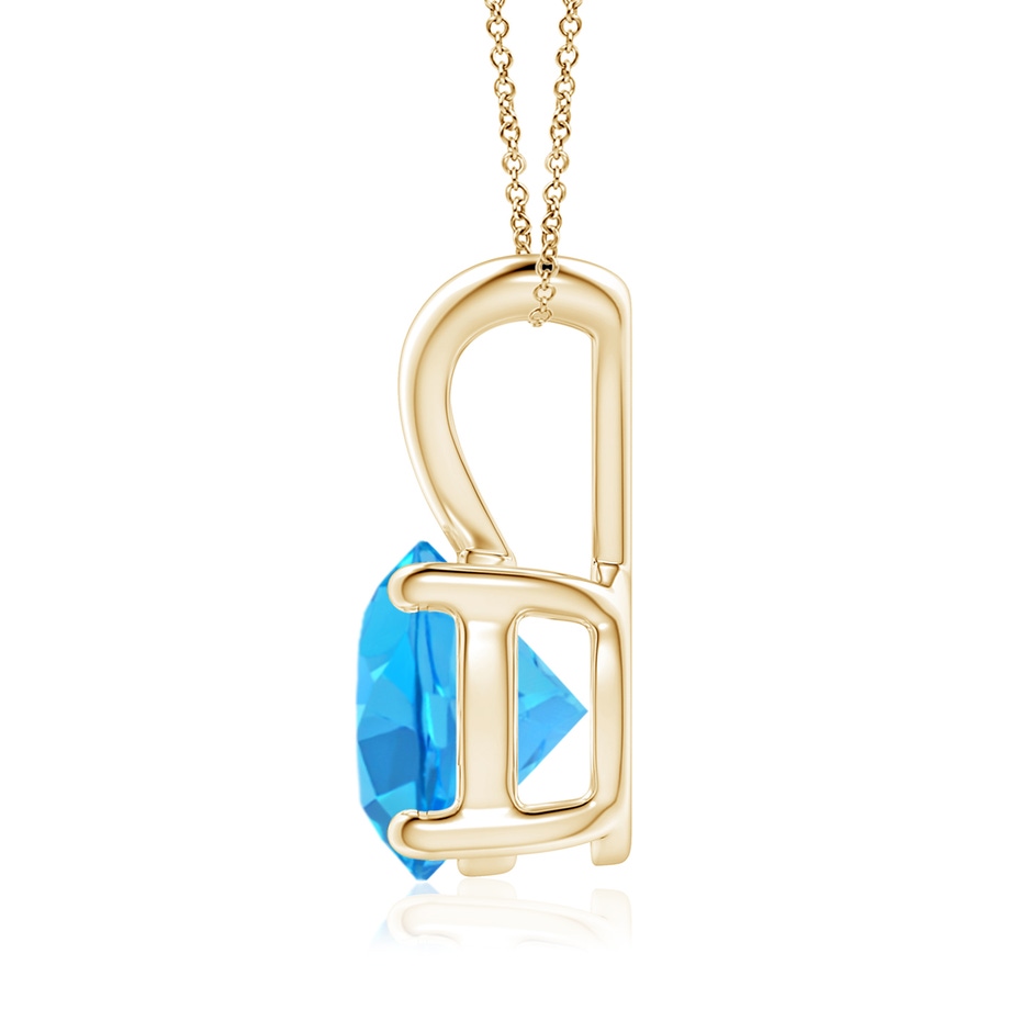 8mm AAA V-Bale Round Swiss Blue Topaz Solitaire Pendant in 18K Yellow Gold side 199