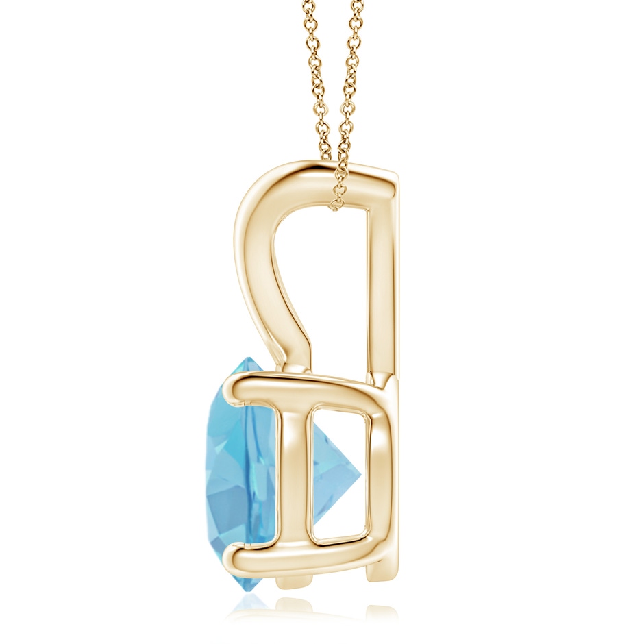 9mm A V-Bale Round Swiss Blue Topaz Solitaire Pendant in 18K Yellow Gold side 199