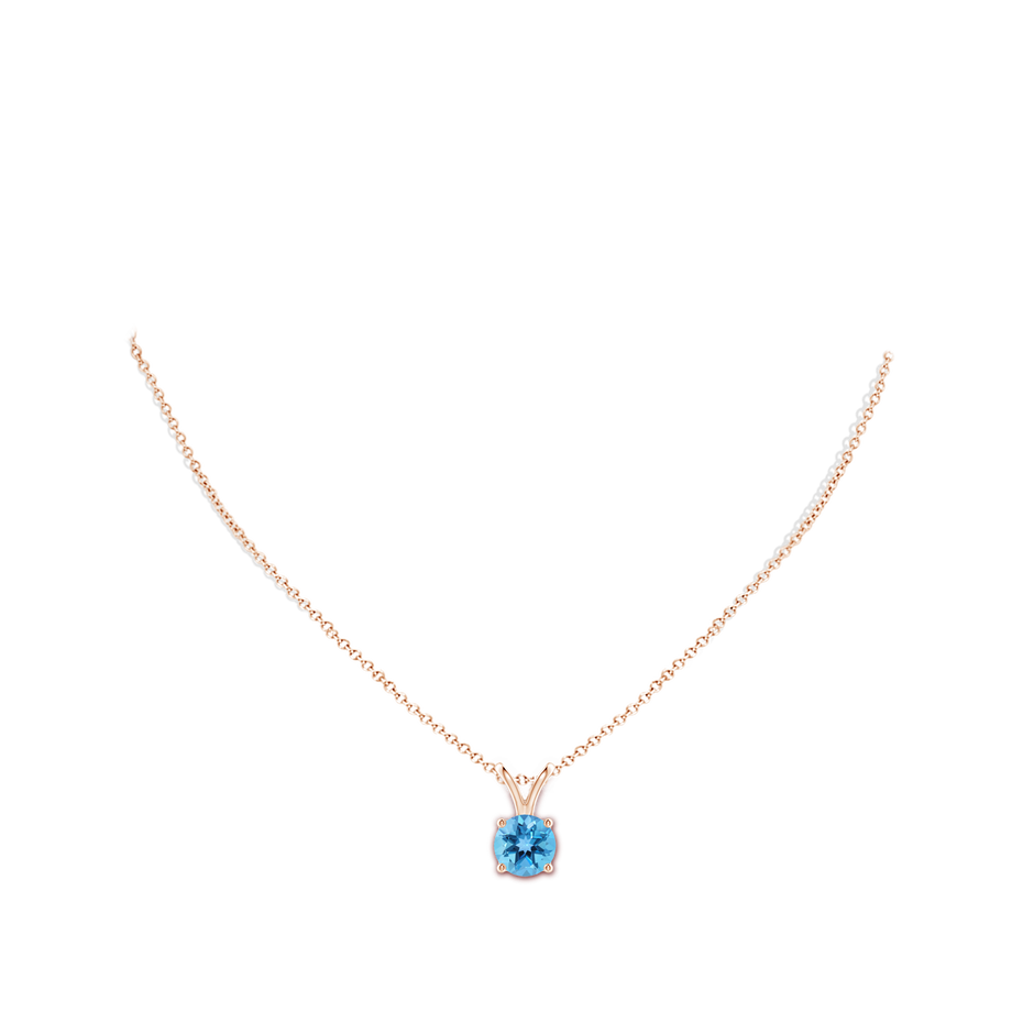 9mm AA V-Bale Round Swiss Blue Topaz Solitaire Pendant in Rose Gold pen
