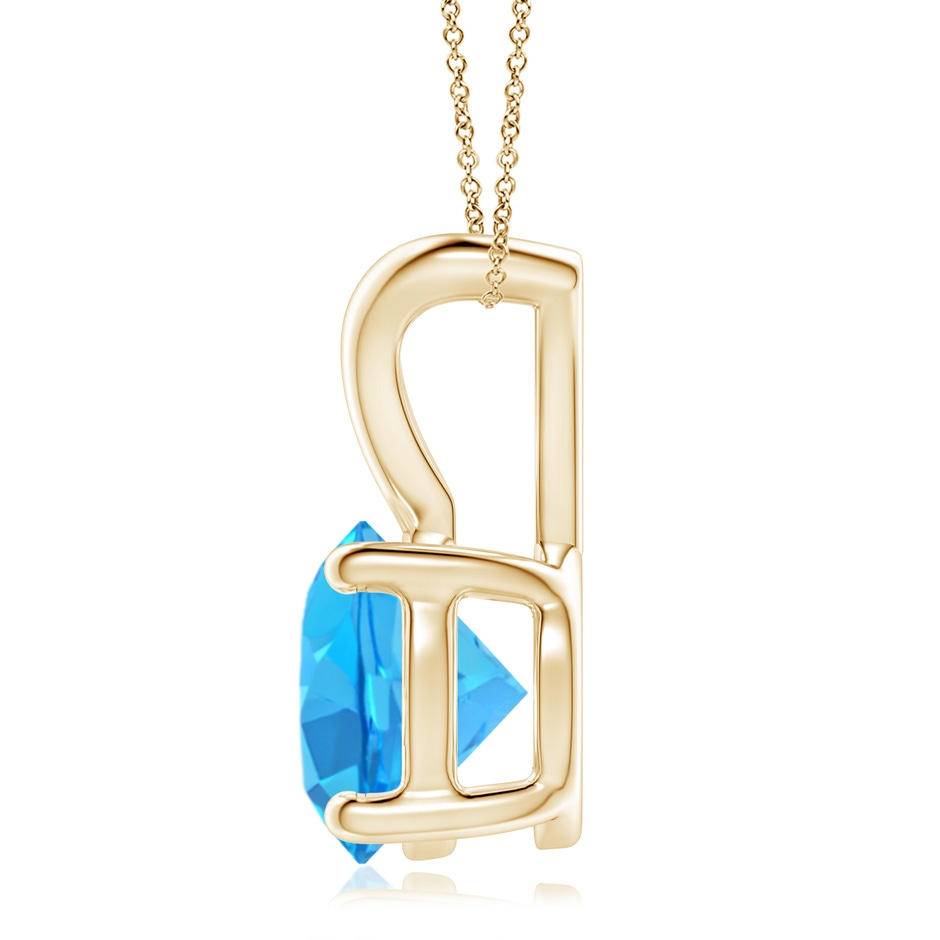 9mm AAA V-Bale Round Swiss Blue Topaz Solitaire Pendant in 18K Yellow Gold side 199
