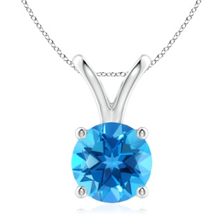 9mm AAAA V-Bale Round Swiss Blue Topaz Solitaire Pendant in P950 Platinum