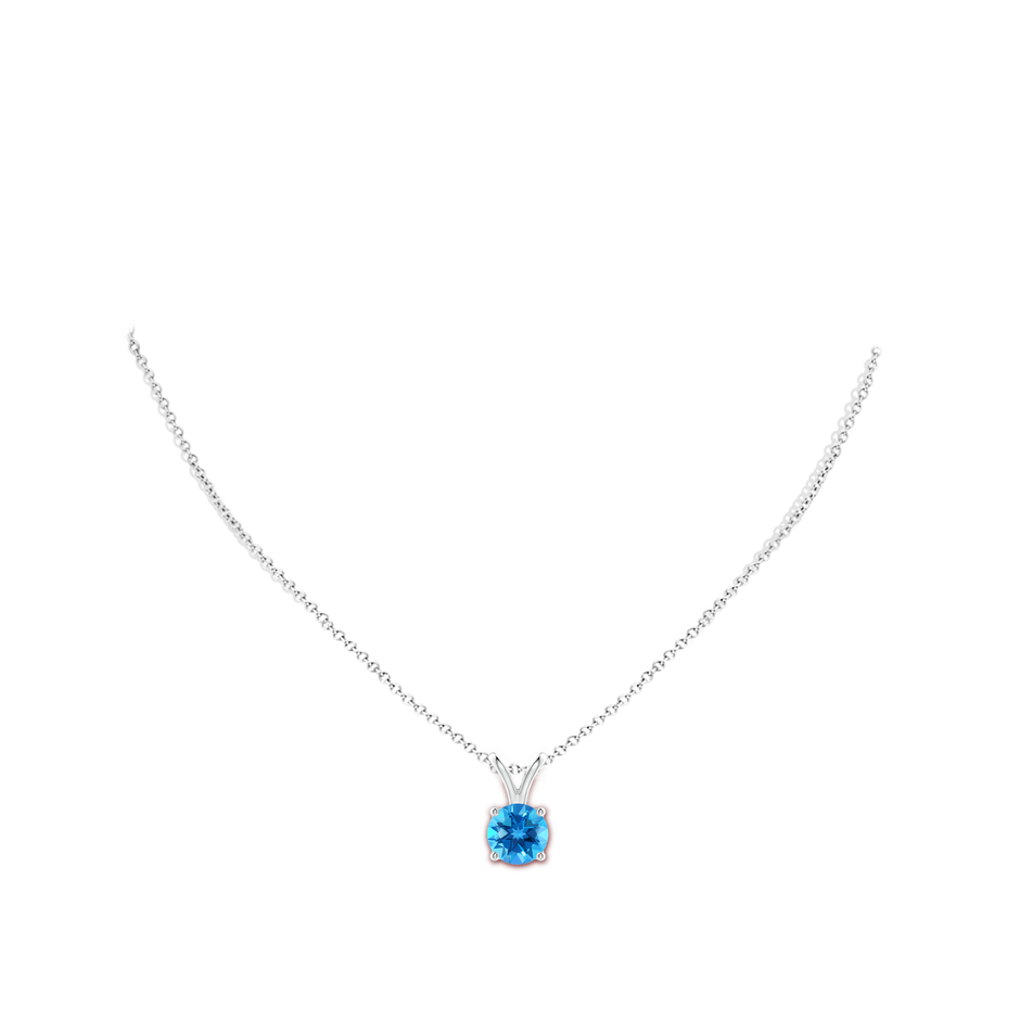 9mm AAAA V-Bale Round Swiss Blue Topaz Solitaire Pendant in P950 Platinum pen