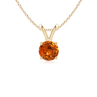 5mm AAA V-Bale Round Spessartite Solitaire Pendant in Yellow Gold