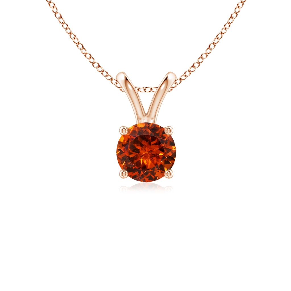 5mm AAAA V-Bale Round Spessartite Solitaire Pendant in Rose Gold
