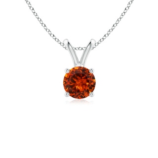 5mm AAAA V-Bale Round Spessartite Solitaire Pendant in White Gold