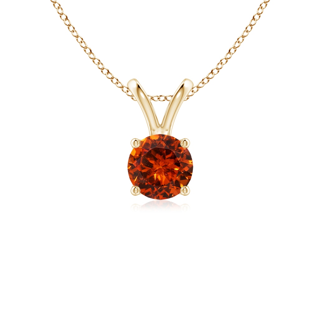 5mm AAAA V-Bale Round Spessartite Solitaire Pendant in Yellow Gold