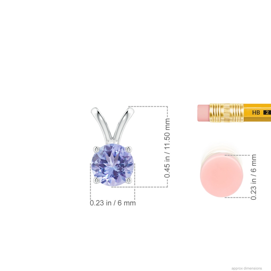 6mm A V-Bale Round Tanzanite Solitaire Pendant in P950 Platinum ruler