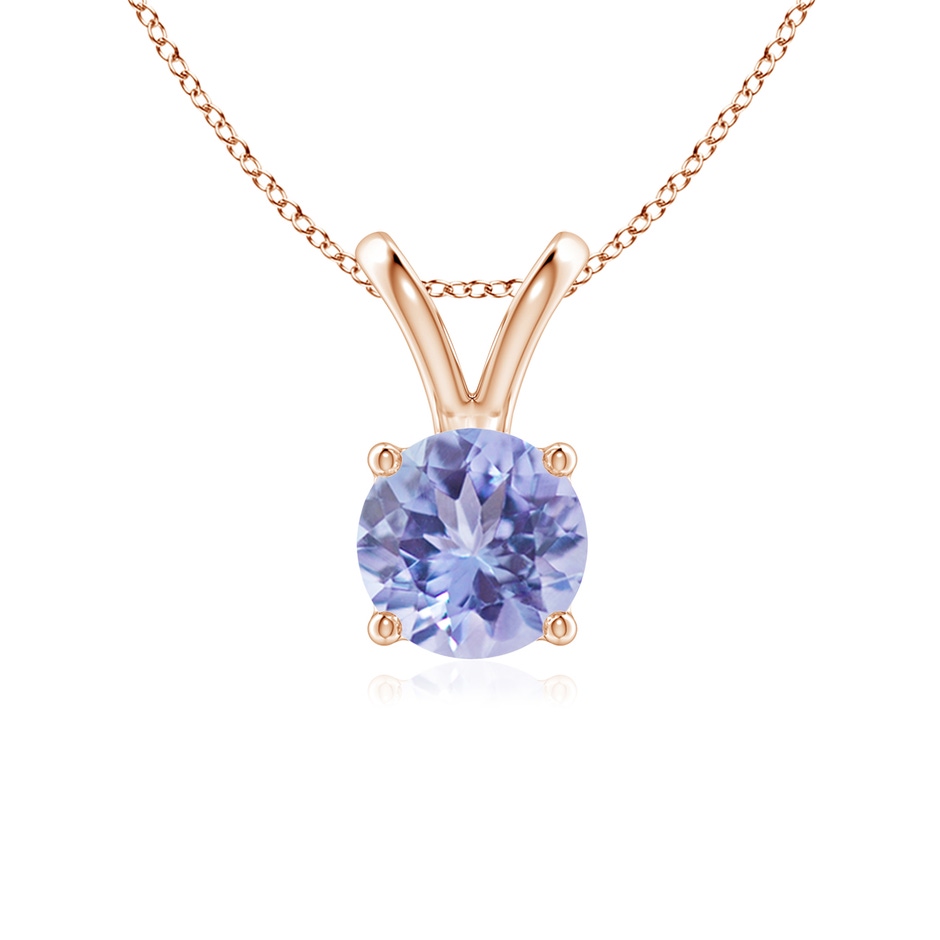 6mm A V-Bale Round Tanzanite Solitaire Pendant in Rose Gold 