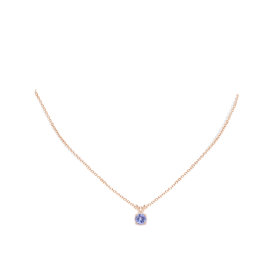 6mm A V-Bale Round Tanzanite Solitaire Pendant in Rose Gold pen