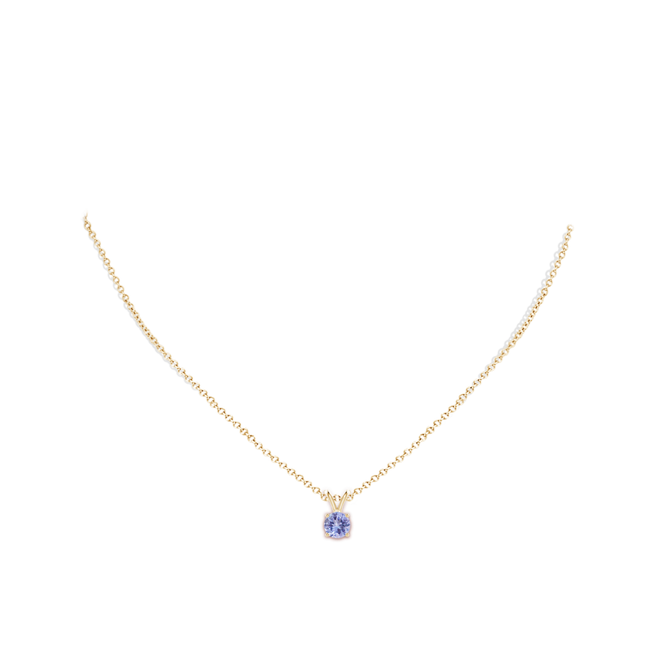 6mm A V-Bale Round Tanzanite Solitaire Pendant in Yellow Gold pen