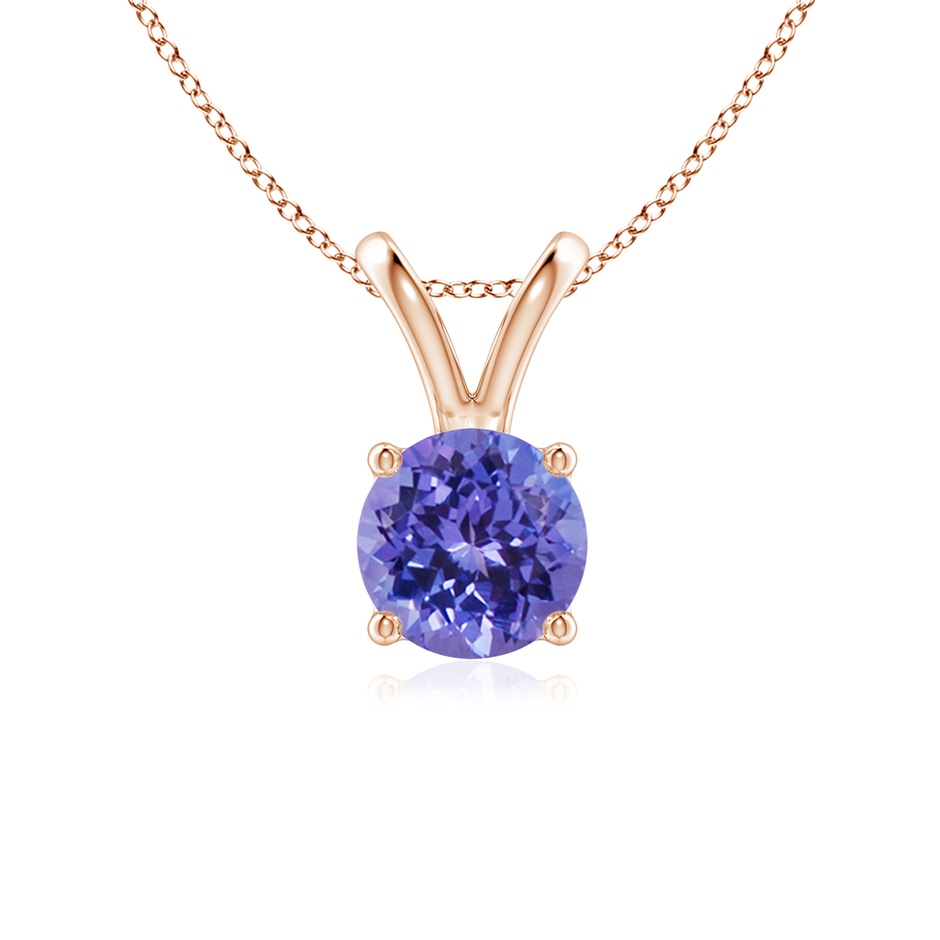6mm AA V-Bale Round Tanzanite Solitaire Pendant in Rose Gold 