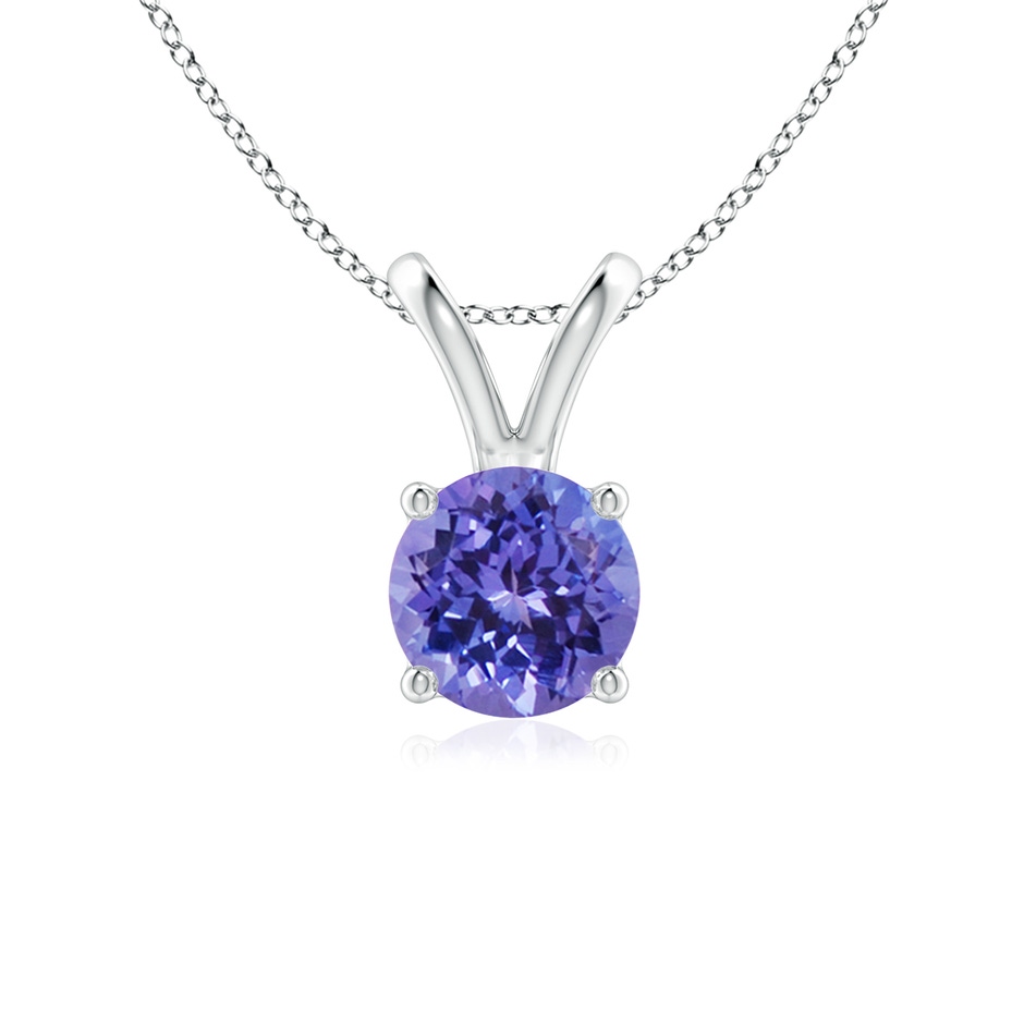 6mm AA V-Bale Round Tanzanite Solitaire Pendant in White Gold 