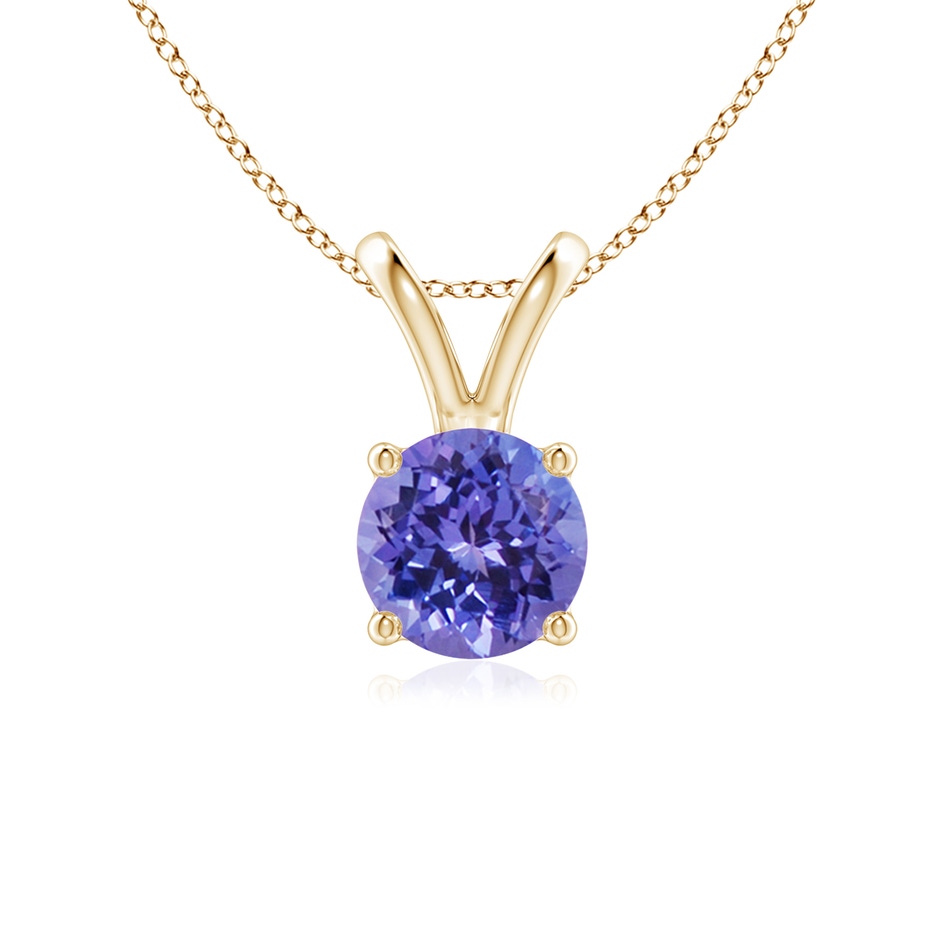 6mm AA V-Bale Round Tanzanite Solitaire Pendant in Yellow Gold 