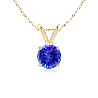 6mm AAA V-Bale Round Tanzanite Solitaire Pendant in 9K Yellow Gold