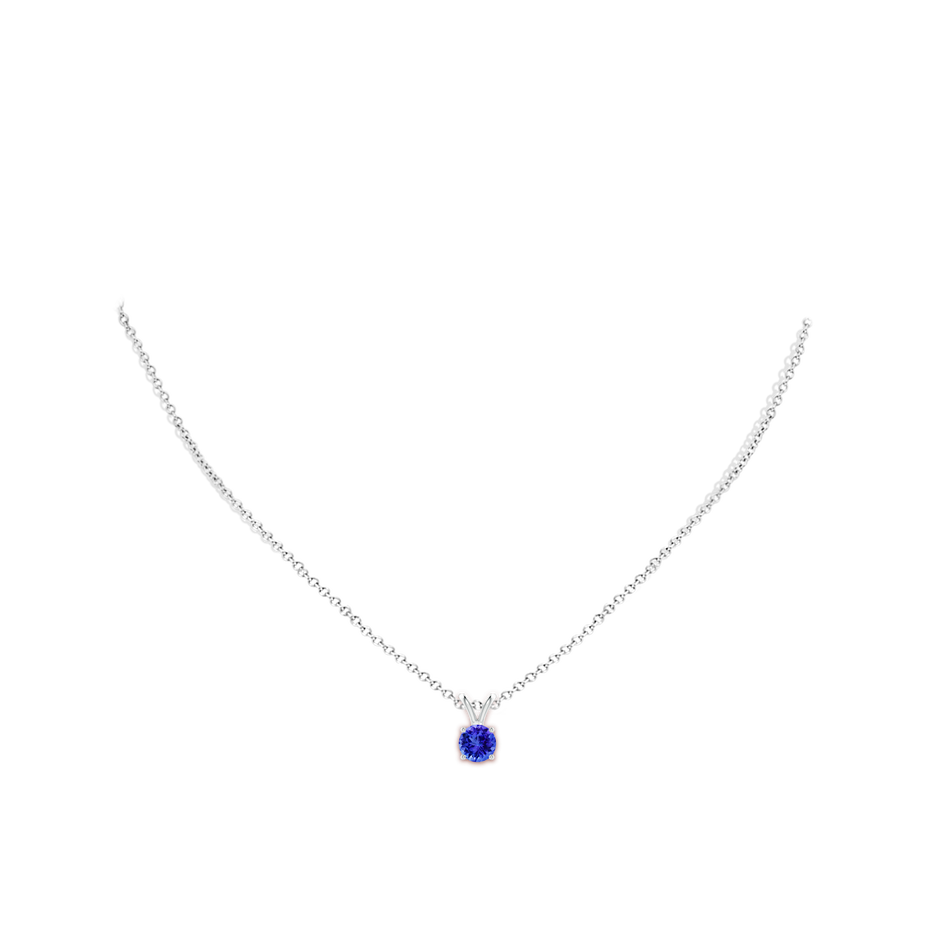 6mm AAA V-Bale Round Tanzanite Solitaire Pendant in S999 Silver pen