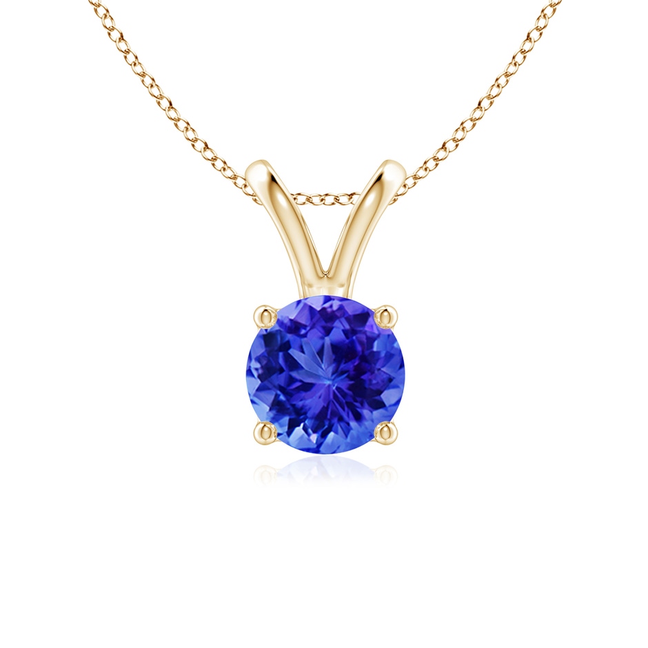 6mm AAA V-Bale Round Tanzanite Solitaire Pendant in Yellow Gold 