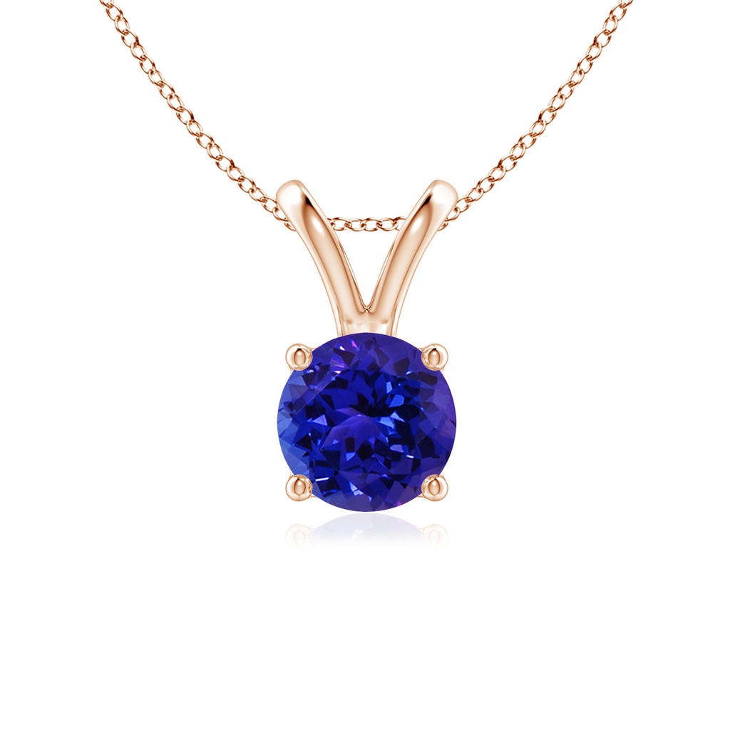 6mm AAAA V-Bale Round Tanzanite Solitaire Pendant in Rose Gold