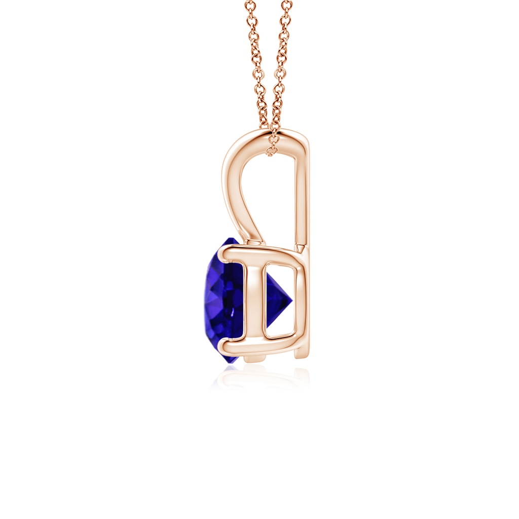 6mm AAAA V-Bale Round Tanzanite Solitaire Pendant in Rose Gold - side 199