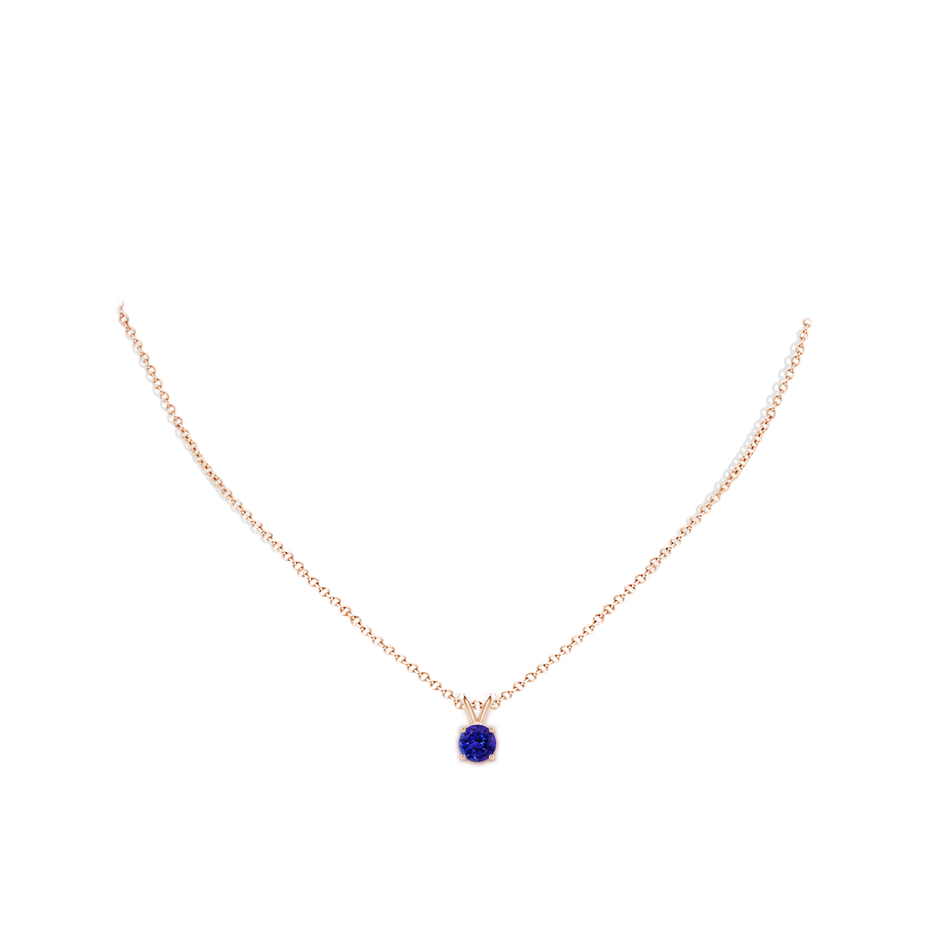 6mm AAAA V-Bale Round Tanzanite Solitaire Pendant in Rose Gold pen