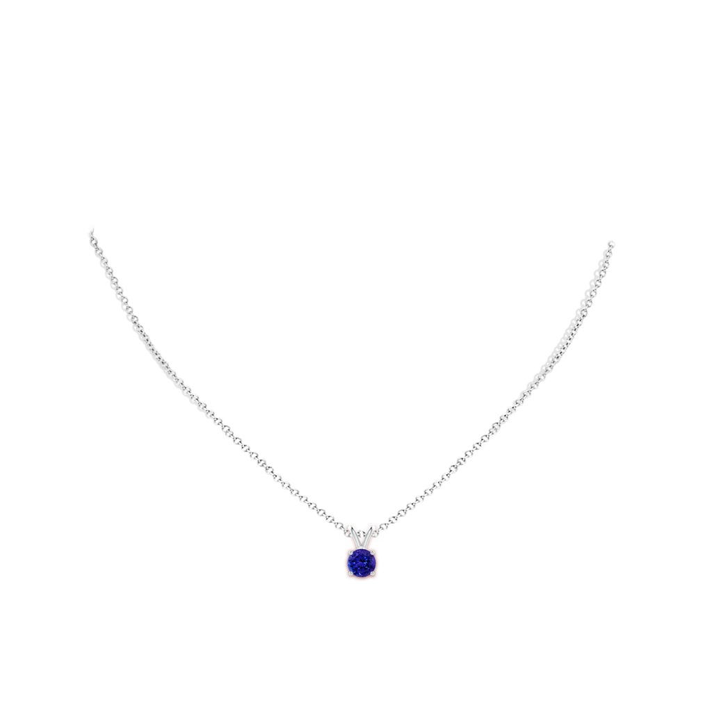 6mm AAAA V-Bale Round Tanzanite Solitaire Pendant in S999 Silver Body-Neck