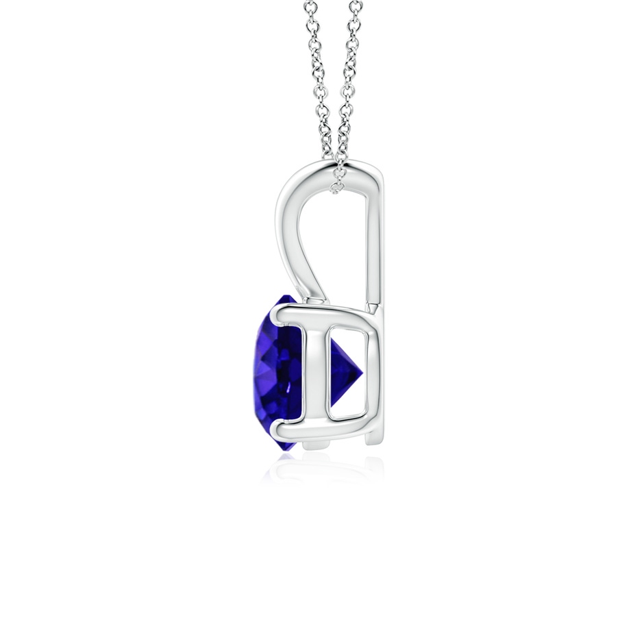 6mm AAAA V-Bale Round Tanzanite Solitaire Pendant in White Gold side 1