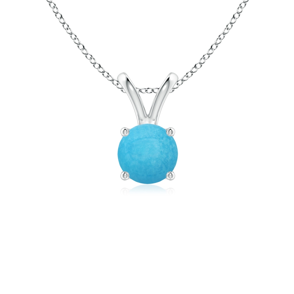 5mm A V-Bale Round Turquoise Solitaire Pendant in S999 Silver 