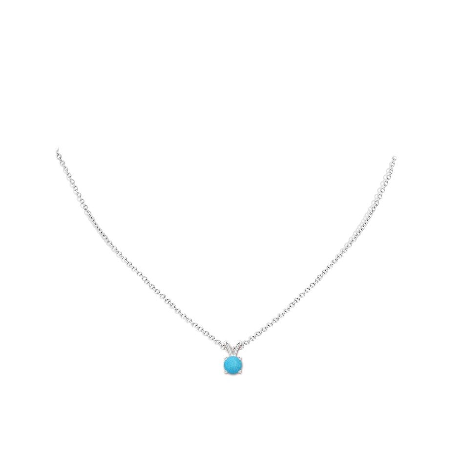 5mm A V-Bale Round Turquoise Solitaire Pendant in S999 Silver pen
