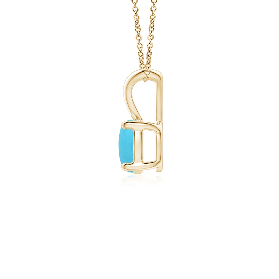 5mm AA V-Bale Round Turquoise Solitaire Pendant in Yellow Gold side 199