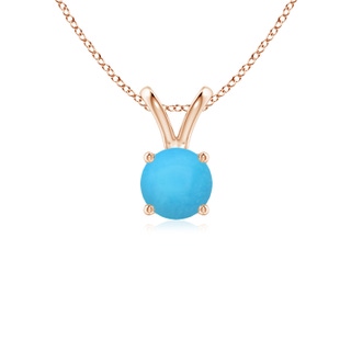 5mm AAA V-Bale Round Turquoise Solitaire Pendant in Rose Gold