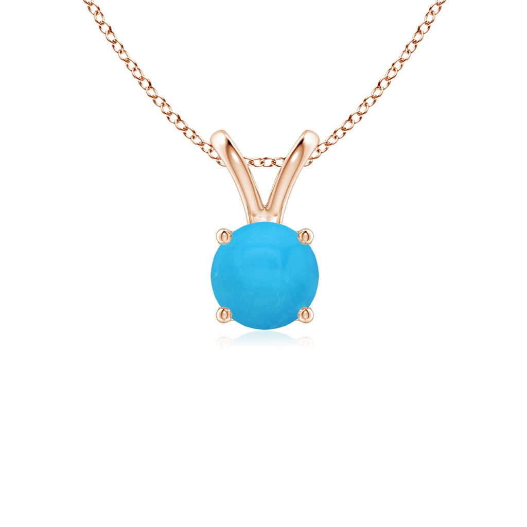 5mm AAAA V-Bale Round Turquoise Solitaire Pendant in Rose Gold