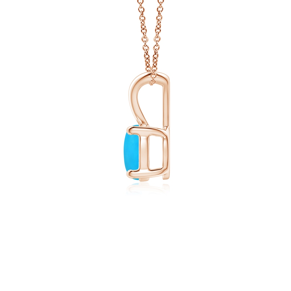 5mm AAAA V-Bale Round Turquoise Solitaire Pendant in Rose Gold - side 199