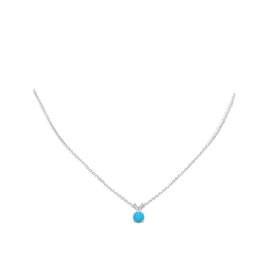 5mm AAAA V-Bale Round Turquoise Solitaire Pendant in S999 Silver pen