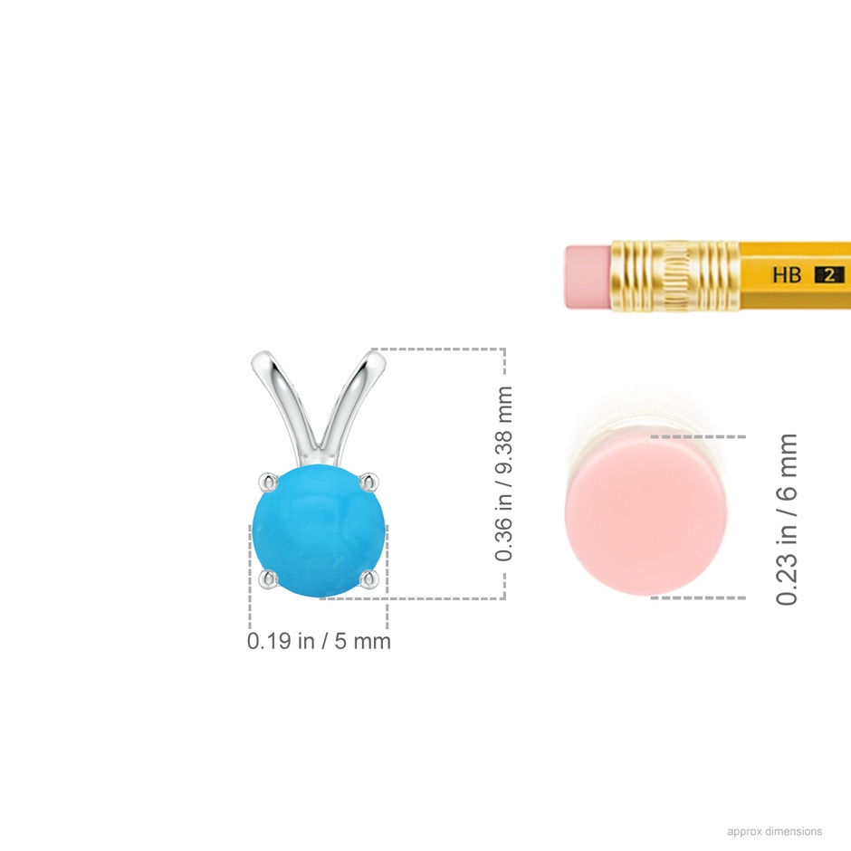 5mm AAAA V-Bale Round Turquoise Solitaire Pendant in White Gold ruler