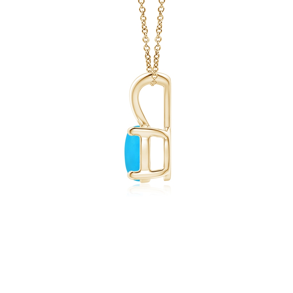 5mm AAAA V-Bale Round Turquoise Solitaire Pendant in Yellow Gold - side 199