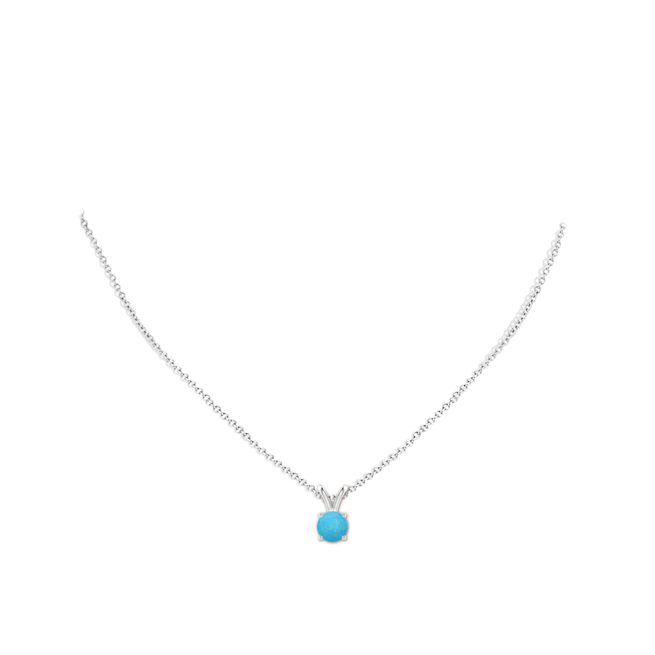6mm A V-Bale Round Turquoise Solitaire Pendant in S999 Silver pen