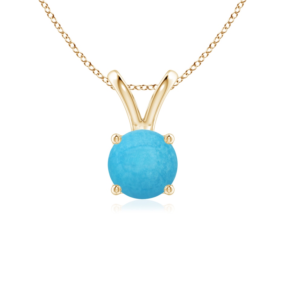 6mm A V-Bale Round Turquoise Solitaire Pendant in Yellow Gold 