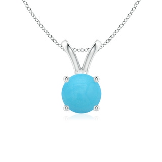 6mm AA V-Bale Round Turquoise Solitaire Pendant in White Gold