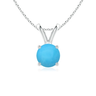 6mm AAA V-Bale Round Turquoise Solitaire Pendant in White Gold