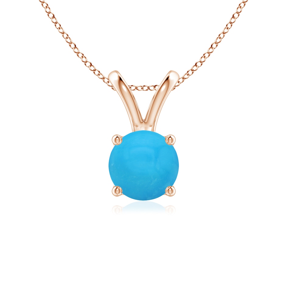 6mm AAAA V-Bale Round Turquoise Solitaire Pendant in Rose Gold 