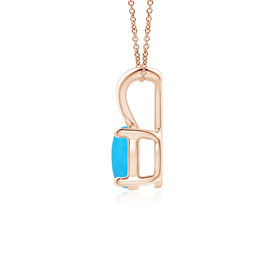 6mm AAAA V-Bale Round Turquoise Solitaire Pendant in Rose Gold side 199