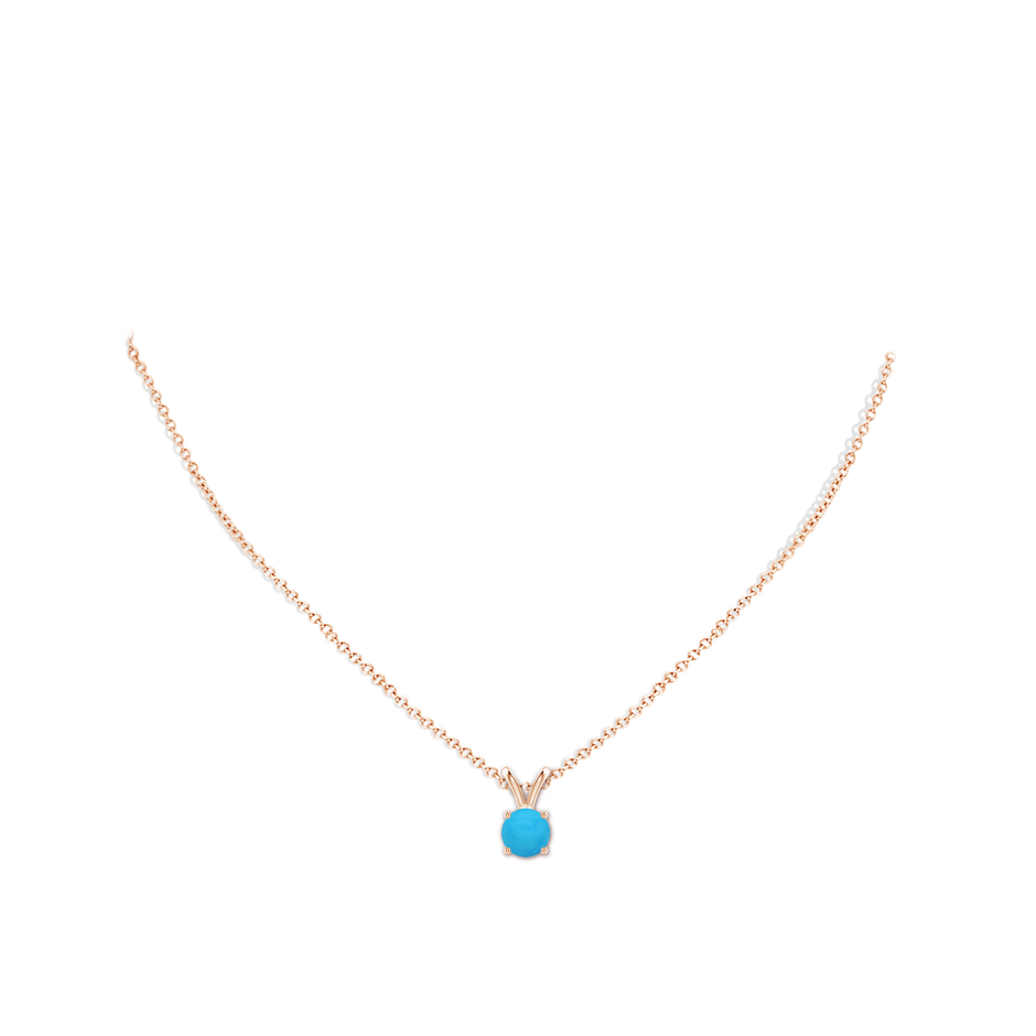 6mm AAAA V-Bale Round Turquoise Solitaire Pendant in Rose Gold pen