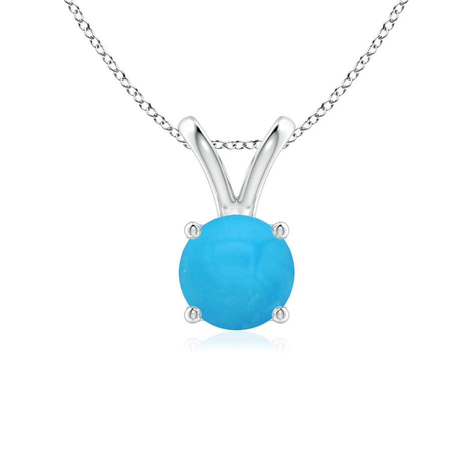 6mm AAAA V-Bale Round Turquoise Solitaire Pendant in S999 Silver 