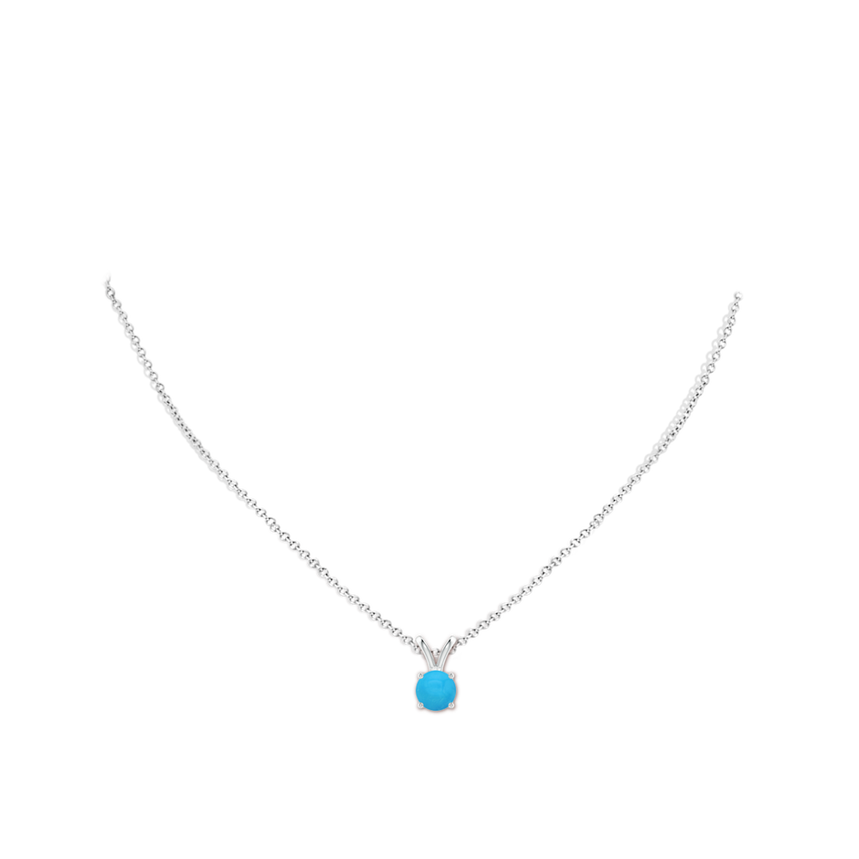 6mm AAAA V-Bale Round Turquoise Solitaire Pendant in S999 Silver pen