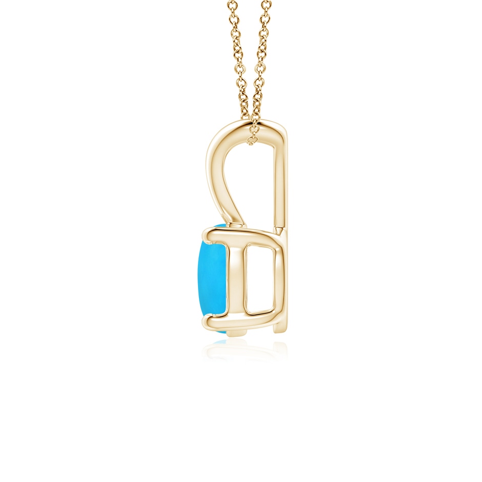 6mm AAAA V-Bale Round Turquoise Solitaire Pendant in Yellow Gold side 199