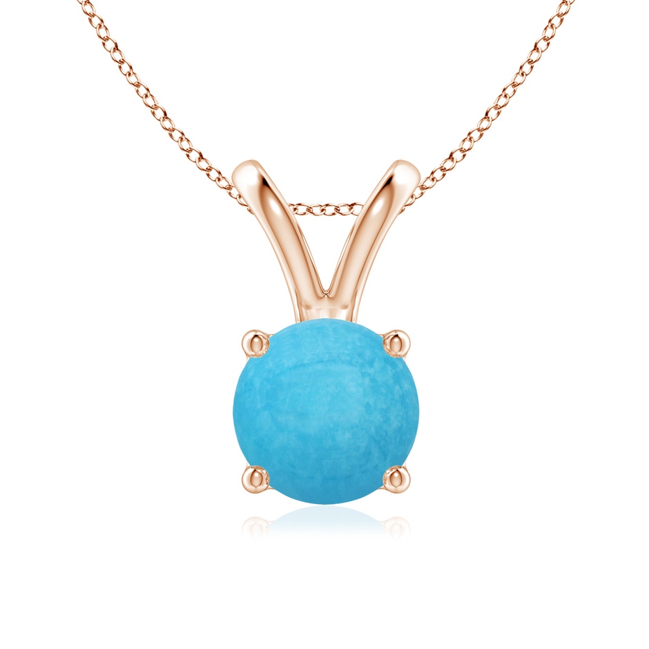 7mm A V-Bale Round Turquoise Solitaire Pendant in Rose Gold 