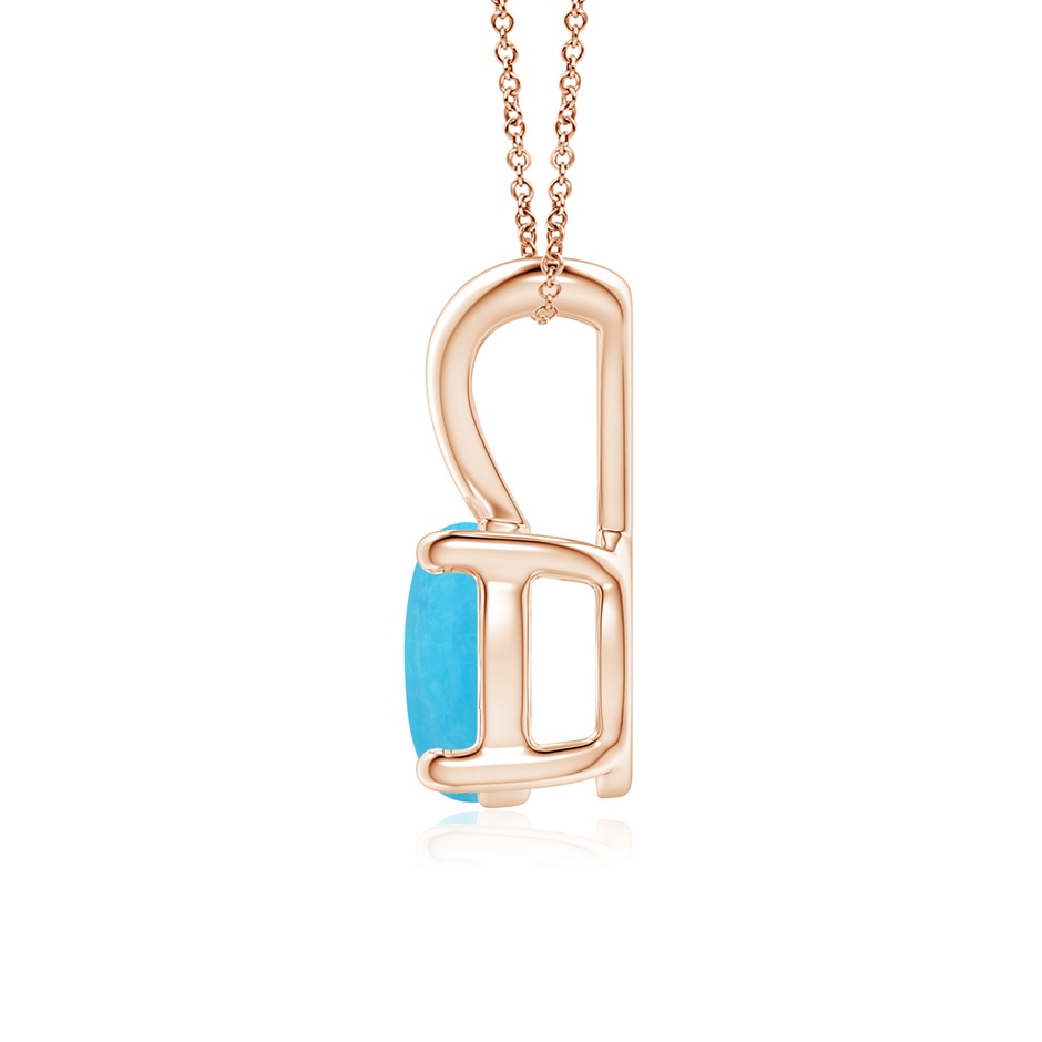 7mm A V-Bale Round Turquoise Solitaire Pendant in Rose Gold side 199