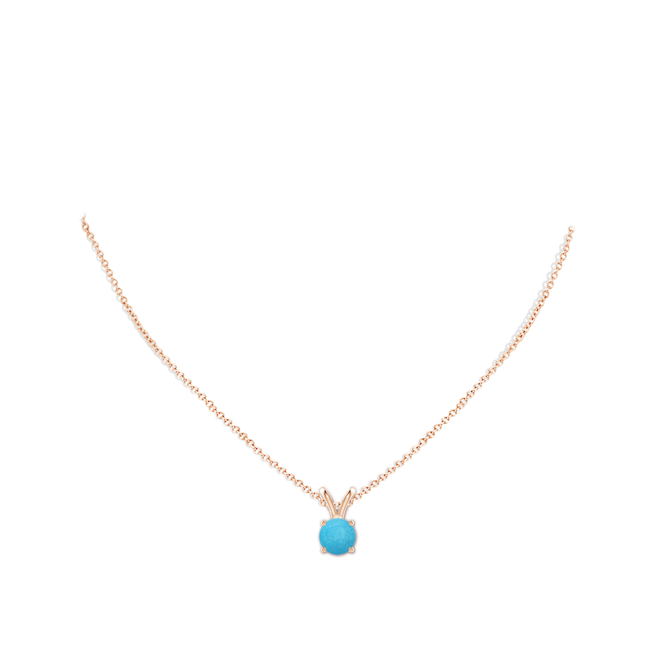 7mm A V-Bale Round Turquoise Solitaire Pendant in Rose Gold pen